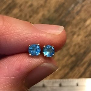 Genuine Blue Topaz Studs